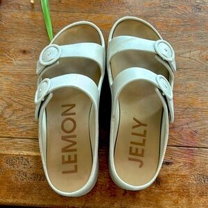 Lemon Jelly platform slides size 40 9 silver grey